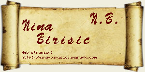 Nina Birišić vizit kartica